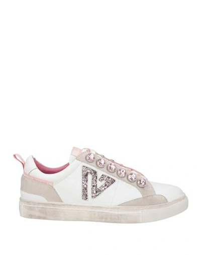 Emanuélle Vee Woman Sneakers White Size 9 Leather, Textile Fibers In White