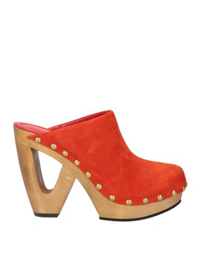 Tamara Mellon Woman Mules & Clogs Tomato Red Size 5 Leather In Tomato Red