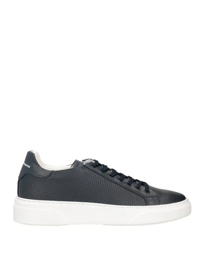 Shop Grey Daniele Alessandrini Man Sneakers Midnight Blue Size 12 Leather