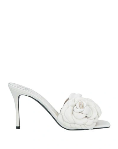 Shop Valentino Garavani Woman Sandals Ivory Size 8 Leather In White