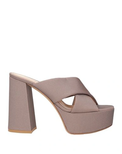 Shop Gianvito Rossi Woman Sandals Dove Grey Size 8 Textile Fibers