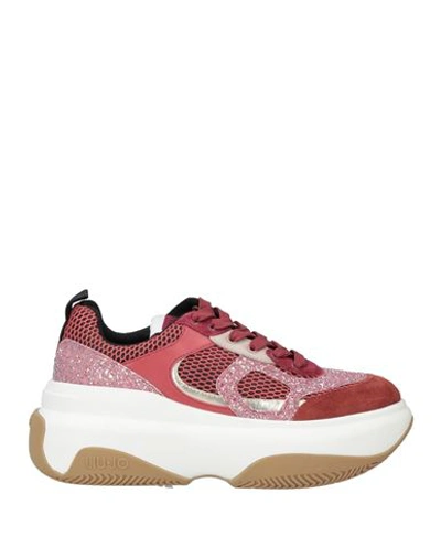 Shop Liu •jo Woman Sneakers Brick Red Size 7 Leather, Textile Fibers
