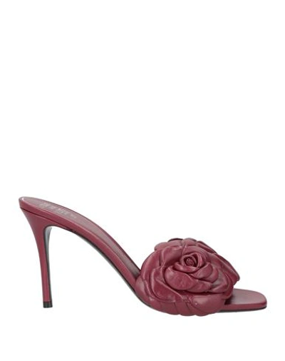 Valentino Garavani Woman Sandals Deep Purple Size 7 Leather In Purple