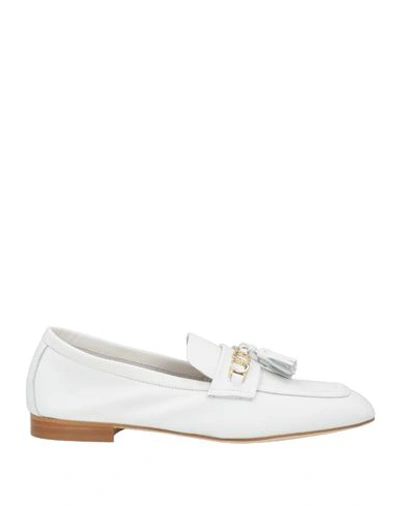 Shop Casadei Woman Loafers White Size 6.5 Leather