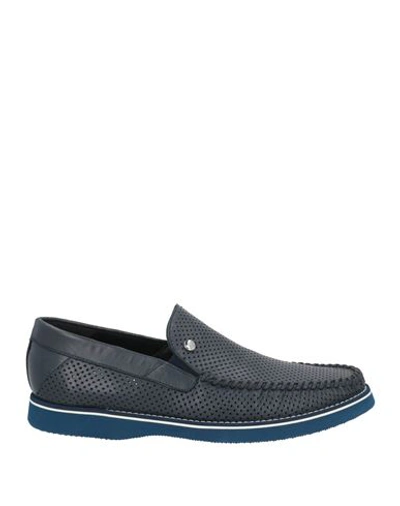 Shop Casadei Man Loafers Midnight Blue Size 9 Leather