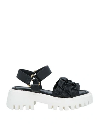Loriblu Woman Sandals Black Size 8 Leather In Black