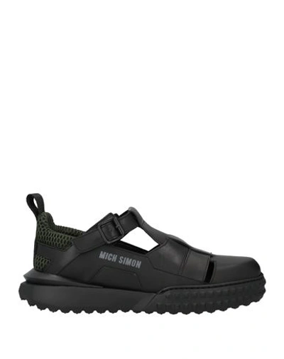 Shop Mich E Simon Mich Simon Man Sandals Black Size 9 Leather, Textile Fibers