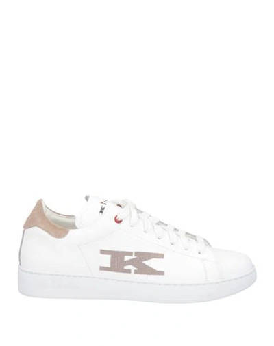 Shop Kiton Man Sneakers White Size 8.5 Calfskin