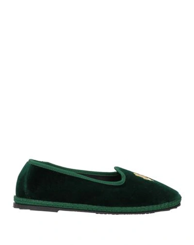 Shop Gil Casas Woman Loafers Dark Green Size 8 Textile Fibers