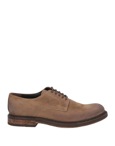 Shop Berna Man Lace-up Shoes Khaki Size 9 Leather In Beige