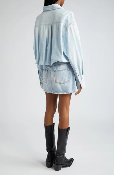 Shop Haikure Tatum Long Sleeve Denim Shirtdress In Lipari Blue