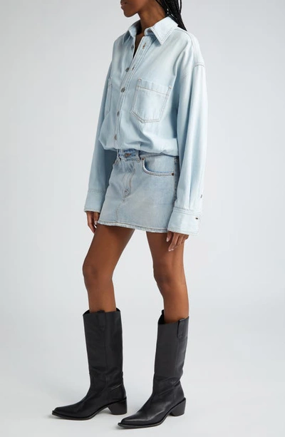 Shop Haikure Tatum Long Sleeve Denim Shirtdress In Lipari Blue