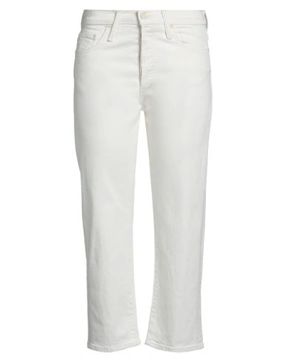 Shop Mother Woman Jeans Ivory Size 25 Cotton, Elastane In White