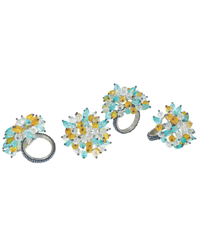 Tiramisu Sunny Blooms Napkin Rings In Blue