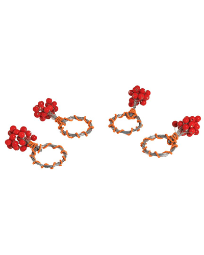 Tiramisu Autumn Ember 4-pack Napkin Rings In Red