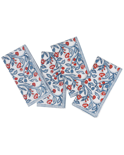 Tiramisu Chic Contrast Block Print Cotton Napkins In Blue