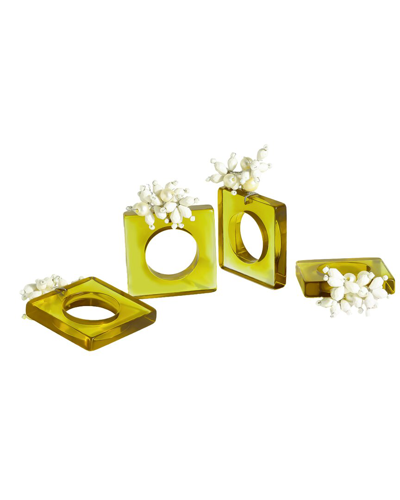 Tiramisu Acrylic Green Napkin Rings In Green