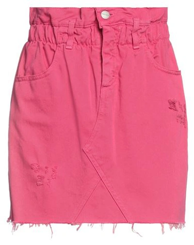 Shop Susy-mix Woman Mini Skirt Fuchsia Size 6 Cotton, Elastane In Pink