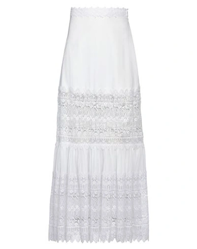 Shop Charo Ruiz Ibiza Woman Maxi Skirt White Size L Cotton, Polyester