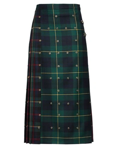 Shop Maison Common Woman Maxi Skirt Dark Green Size 10 Virgin Wool