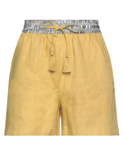Shop Ottod'ame Woman Shorts & Bermuda Shorts Mustard Size 4 Linen, Cotton, Polyamide In Yellow
