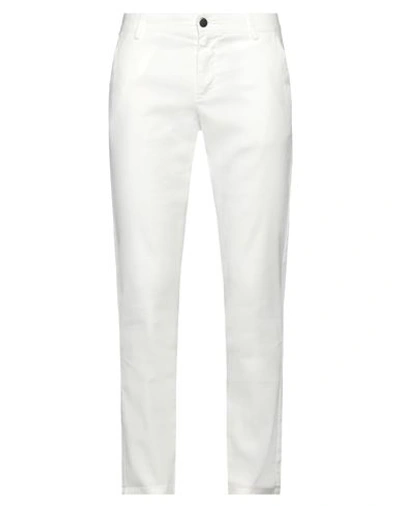 Shop Reign Man Pants White Size 32 Linen, Cotton, Elastane