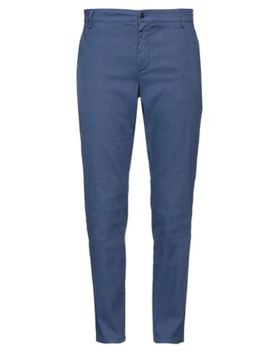 Shop Reign Man Pants Blue Size 28 Linen, Cotton, Elastane