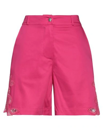 Shop Tricot Chic Woman Shorts & Bermuda Shorts Fuchsia Size 4 Cotton, Elastane In Pink