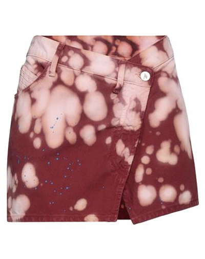 Attico The  Woman Mini Skirt Brick Red Size 28 Cotton In Red