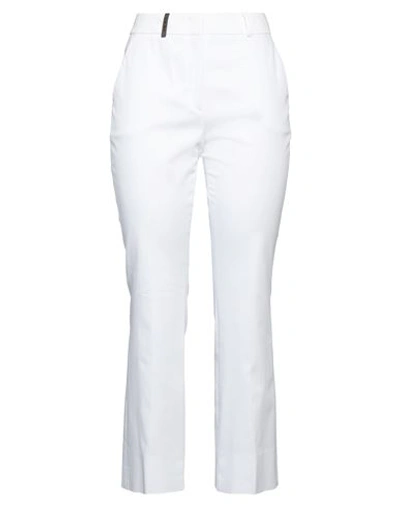 Shop Peserico Woman Pants White Size 6 Cotton, Elastane