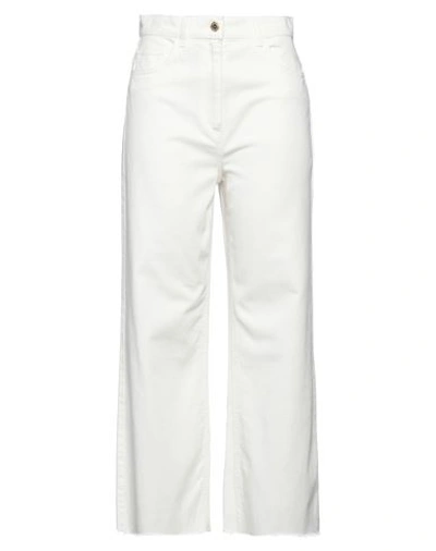 Shop Elisabetta Franchi Woman Jeans Ivory Size 29 Cotton, Elastane In White