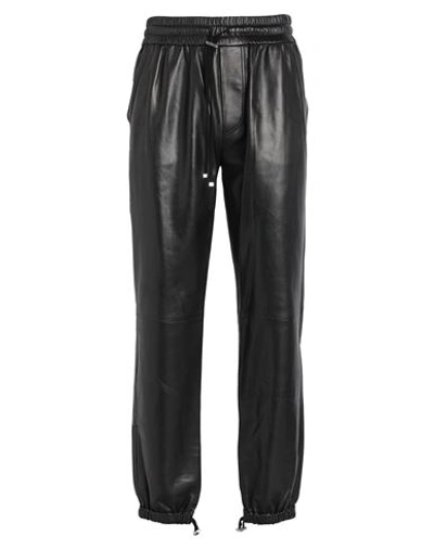 Shop Amiri Man Pants Black Size 32 Leather