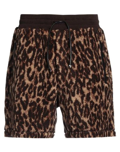 Shop Amiri Man Shorts & Bermuda Shorts Brown Size L Acrylic, Polyester, Ovine Leather