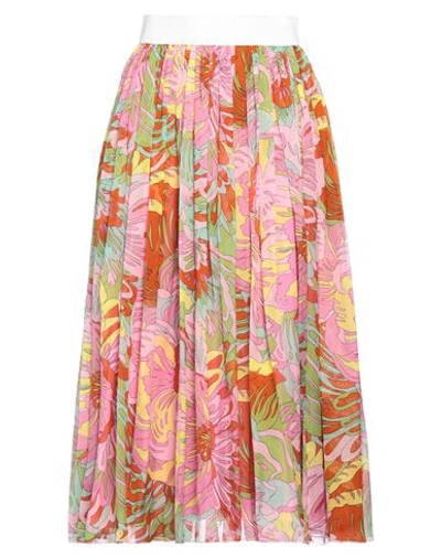 Shop Dolce & Gabbana Woman Midi Skirt Pink Size 6 Silk, Polyester, Polyamide, Elastane