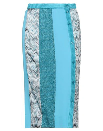 Shop Missoni Woman Midi Skirt Azure Size 10 Viscose, Silk, Cupro, Polyester In Blue