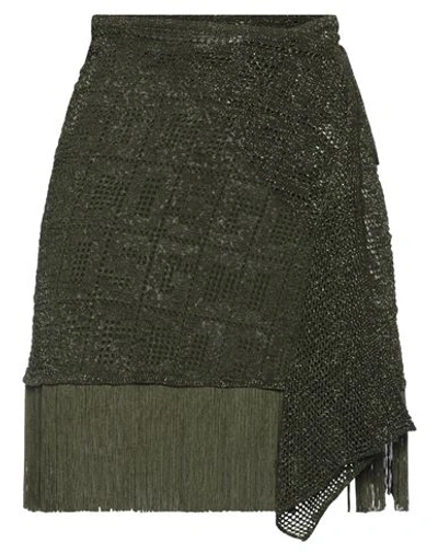 Shop Gcds Woman Mini Skirt Green Size M Viscose, Polyester, Metallic Fiber
