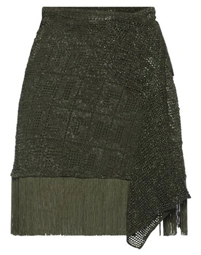 Gcds Lurex Monogram Macrame' Wrap Skirt In Green