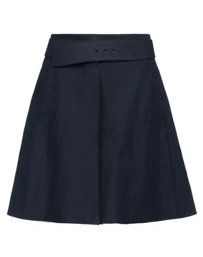 Shop Giorgio Armani Woman Mini Skirt Midnight Blue Size 8 Linen