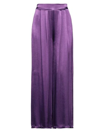 Shop Dixie Woman Pants Purple Size L Viscose
