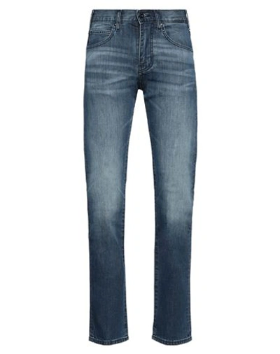 Shop Emporio Armani Man Jeans Blue Size 32w-32l Cotton, Elastane
