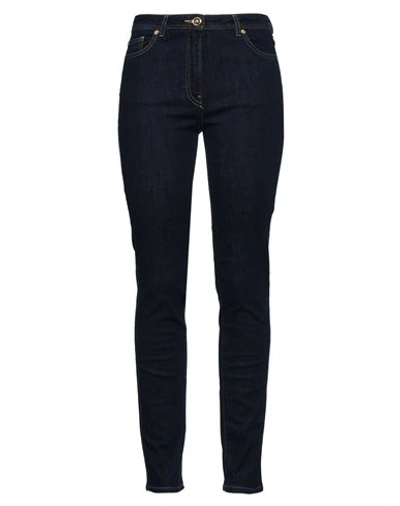 Shop Versace Woman Jeans Blue Size 29 Cotton, Elastane, Calfskin