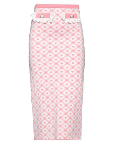 Shop Alessandra Rich Woman Midi Skirt Pink Size 6 Viscose, Polyester, Cotton