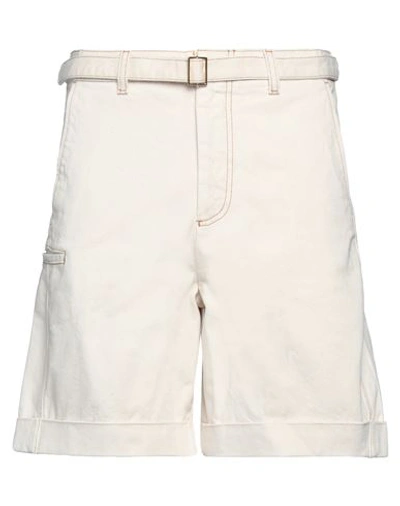 Shop Emporio Armani Man Denim Shorts Ivory Size 42 Cotton In White