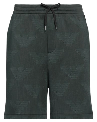 Shop Emporio Armani Man Shorts & Bermuda Shorts Military Green Size M Cotton, Polyester, Elastane