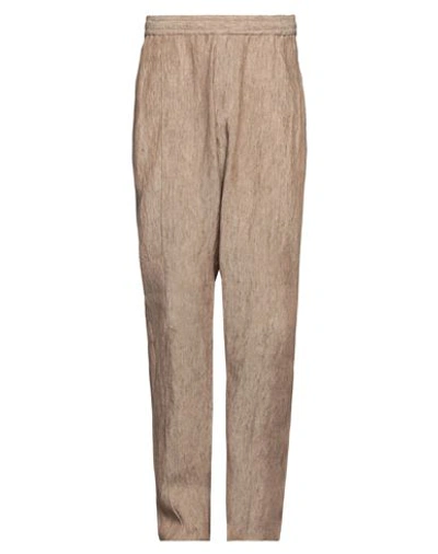 Shop Emporio Armani Man Pants Sand Size 32 Linen In Beige