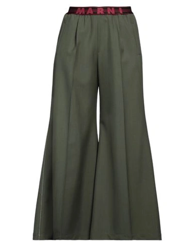 Marni Woman Pants Military Green Size 6 Virgin Wool In Green