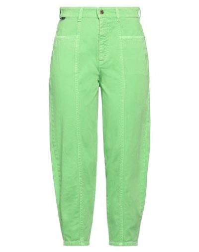 Shop Just Cavalli Woman Jeans Light Green Size 26 Cotton