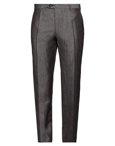Shop Brioni Man Pants Dark Brown Size 40 Virgin Wool, Linen