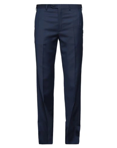 Shop Brioni Man Pants Navy Blue Size 34 Wool