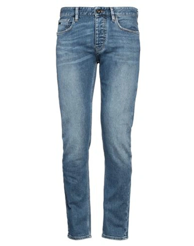Shop Emporio Armani Man Jeans Blue Size 32w-32l Cotton, Elastane